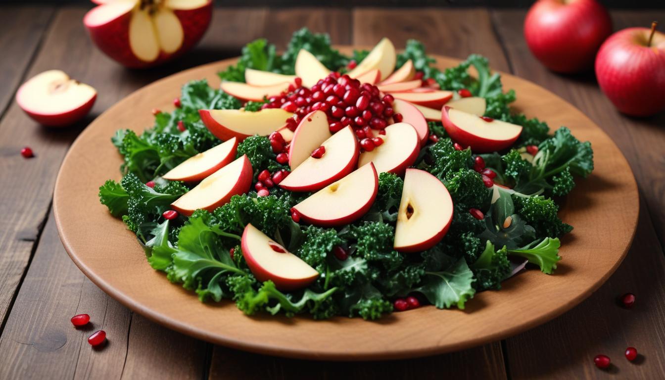 Vegan Kale, Apple and Pomegranate Salad Delight