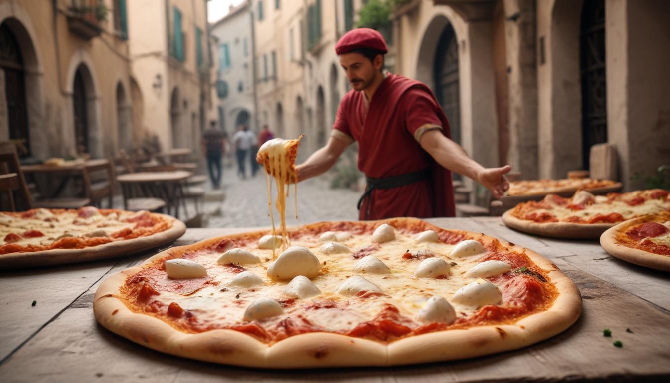 Fesleğen ve Domatesle Zenginleştirilmiş İtalyan Pizzası