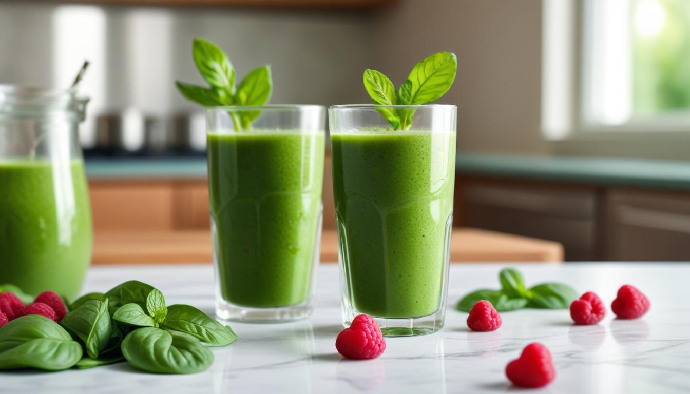 Ferahlatıcı Yapraklı Yeşillikler ve Ahududu Smoothie