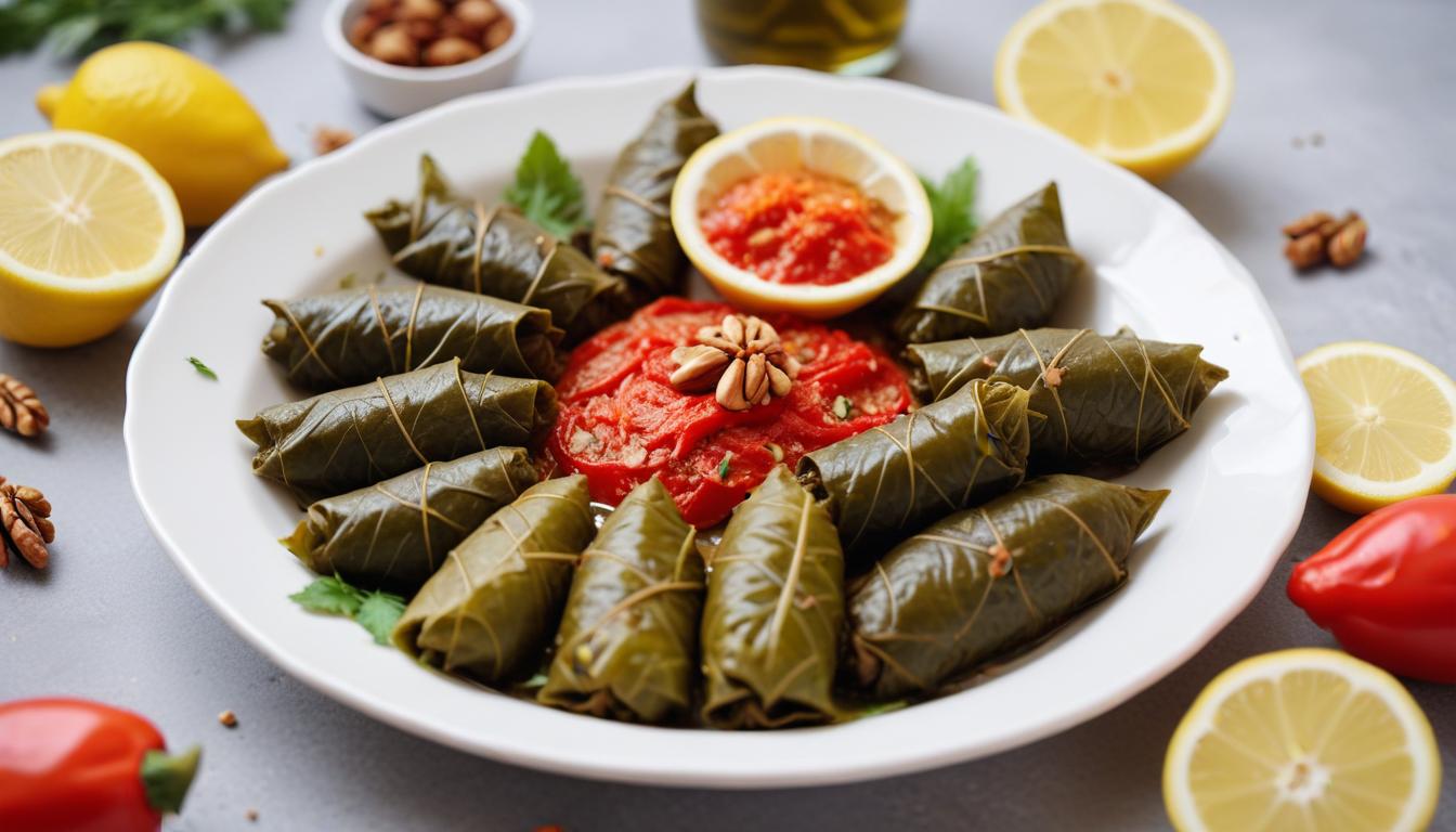 Lezzet Dolu Közlenmiş Biberli ve Cevizli Vegan Yaprak Sarma